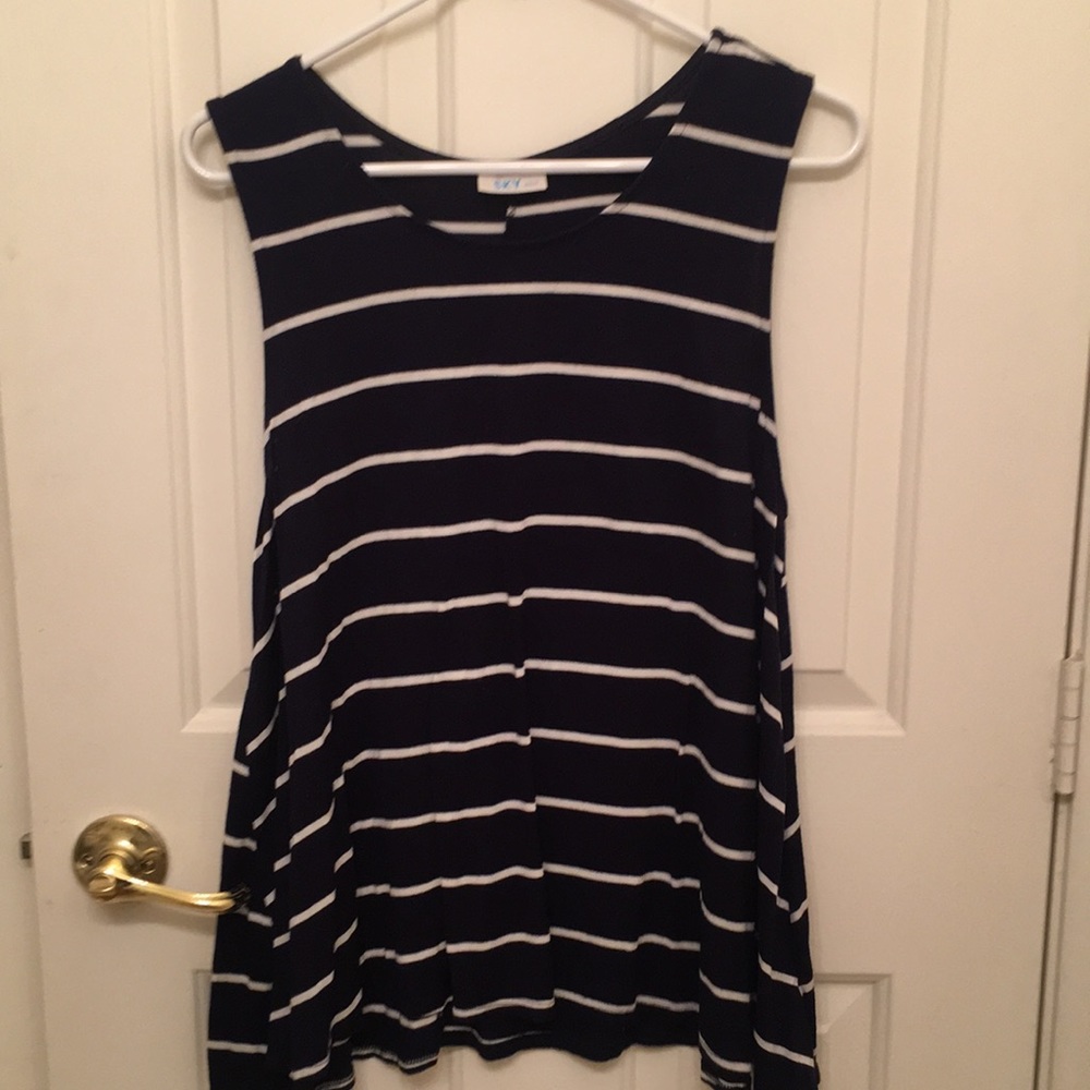 Flowy Striped Tank Top Navy/White
